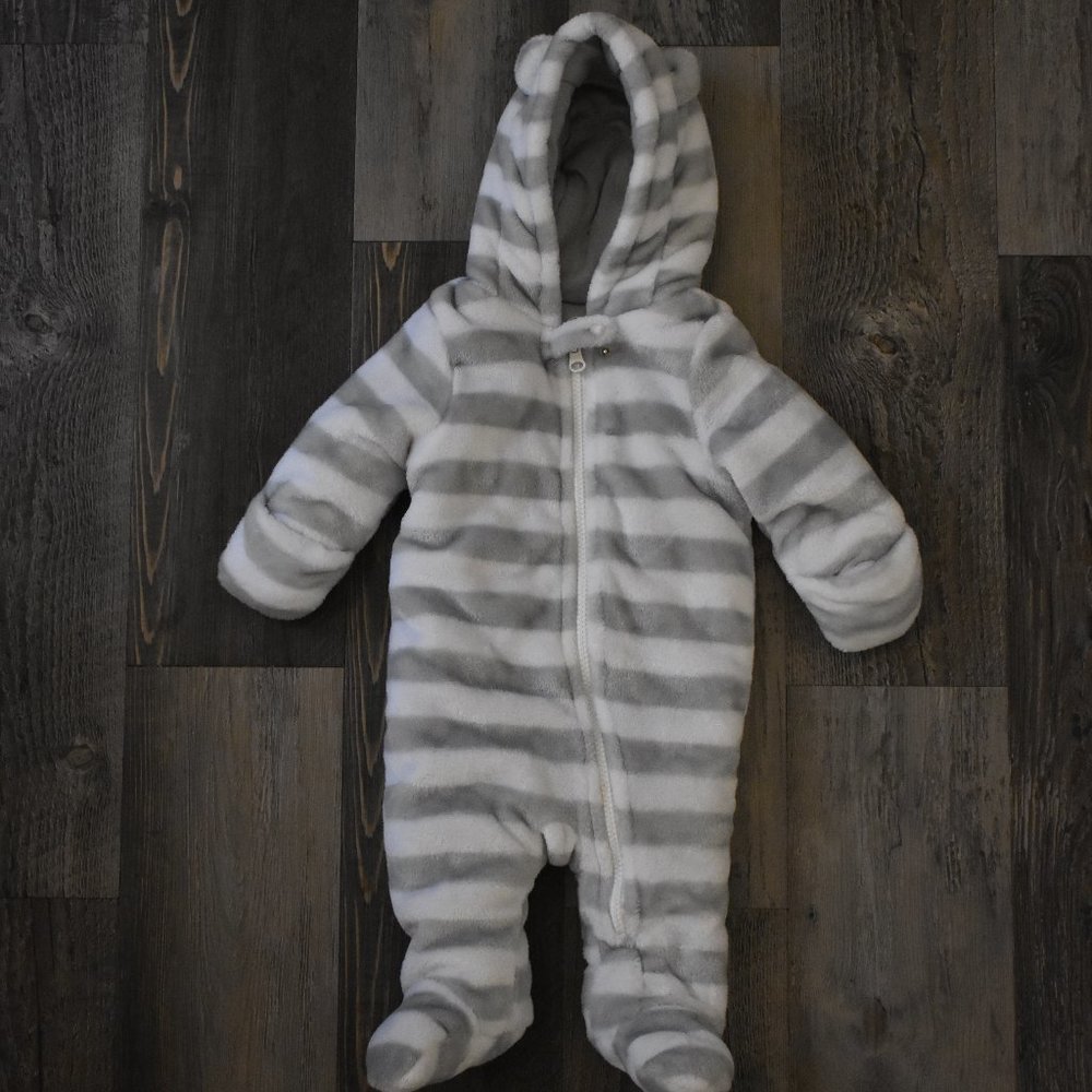 White and Gray Body Suit 3-6 Months